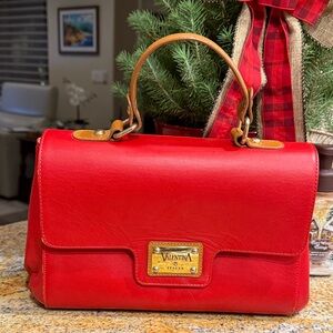 Leather Valentina Vibrant Red Satchel